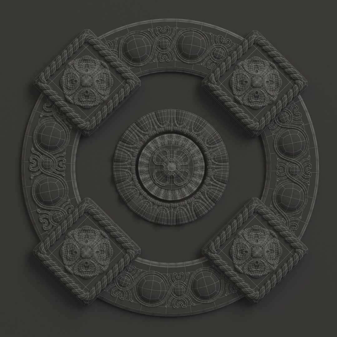 Rosette 2 3D Model – Decorative Ceiling Medallion, FBX, OBJ