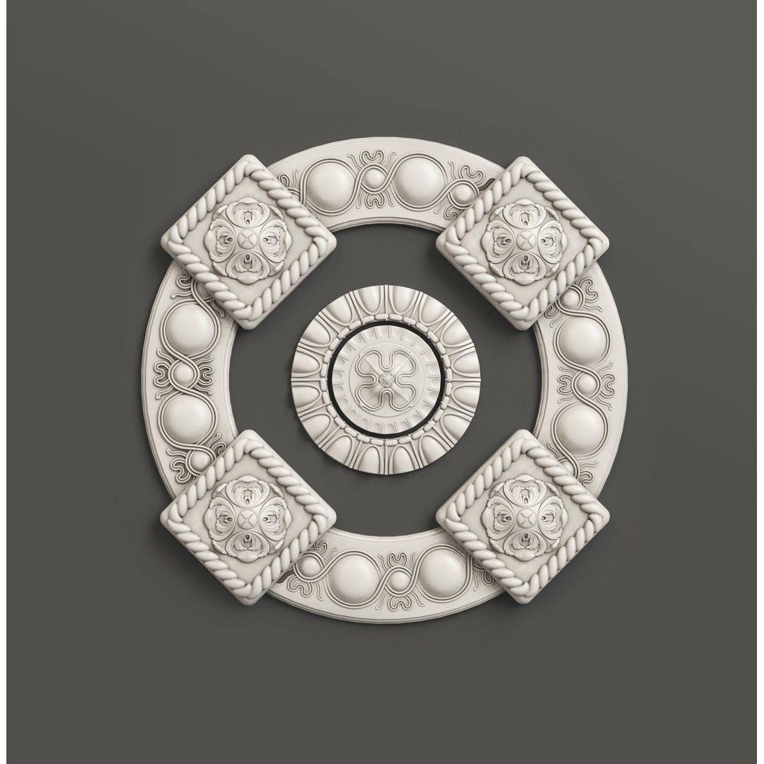 Rosette 2 3D Model – Decorative Ceiling Medallion, FBX, OBJ - View 3