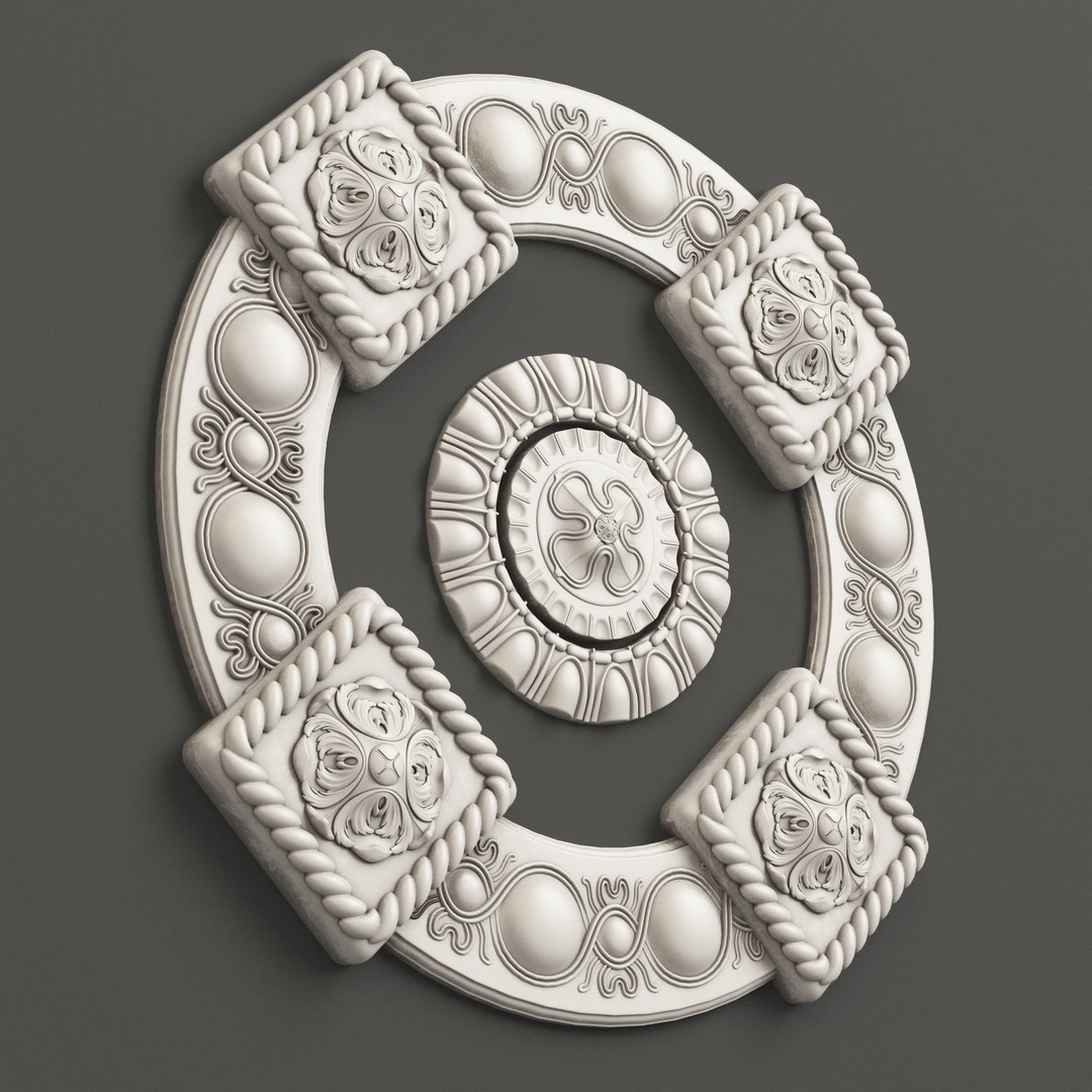 Rosette 2 3D Model – Decorative Ceiling Medallion, FBX, OBJ - View 4