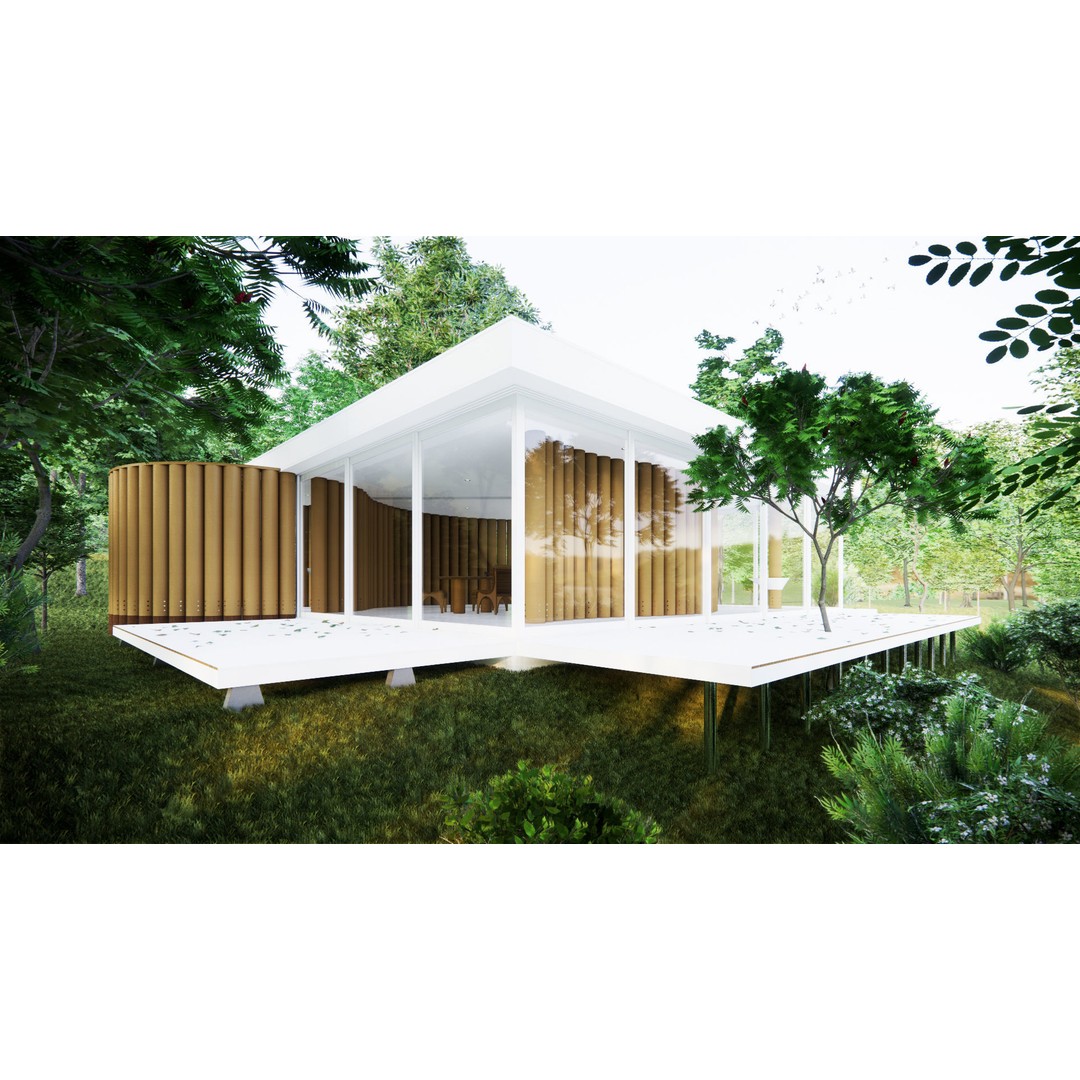 Paper House 3D Model – Architectural Structure, PBR Textures, FBX, OBJ - View 4