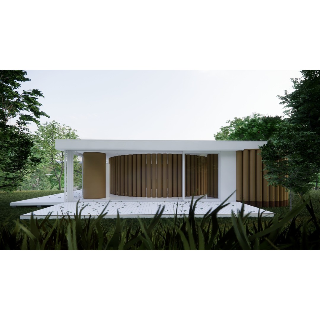 Paper House 3D Model – Architectural Structure, PBR Textures, FBX, OBJ - View 5