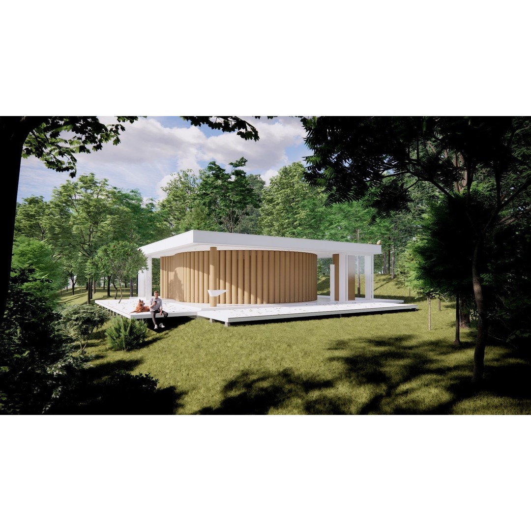Paper House 3D Model – Architectural Structure, PBR Textures, FBX, OBJ - View 6