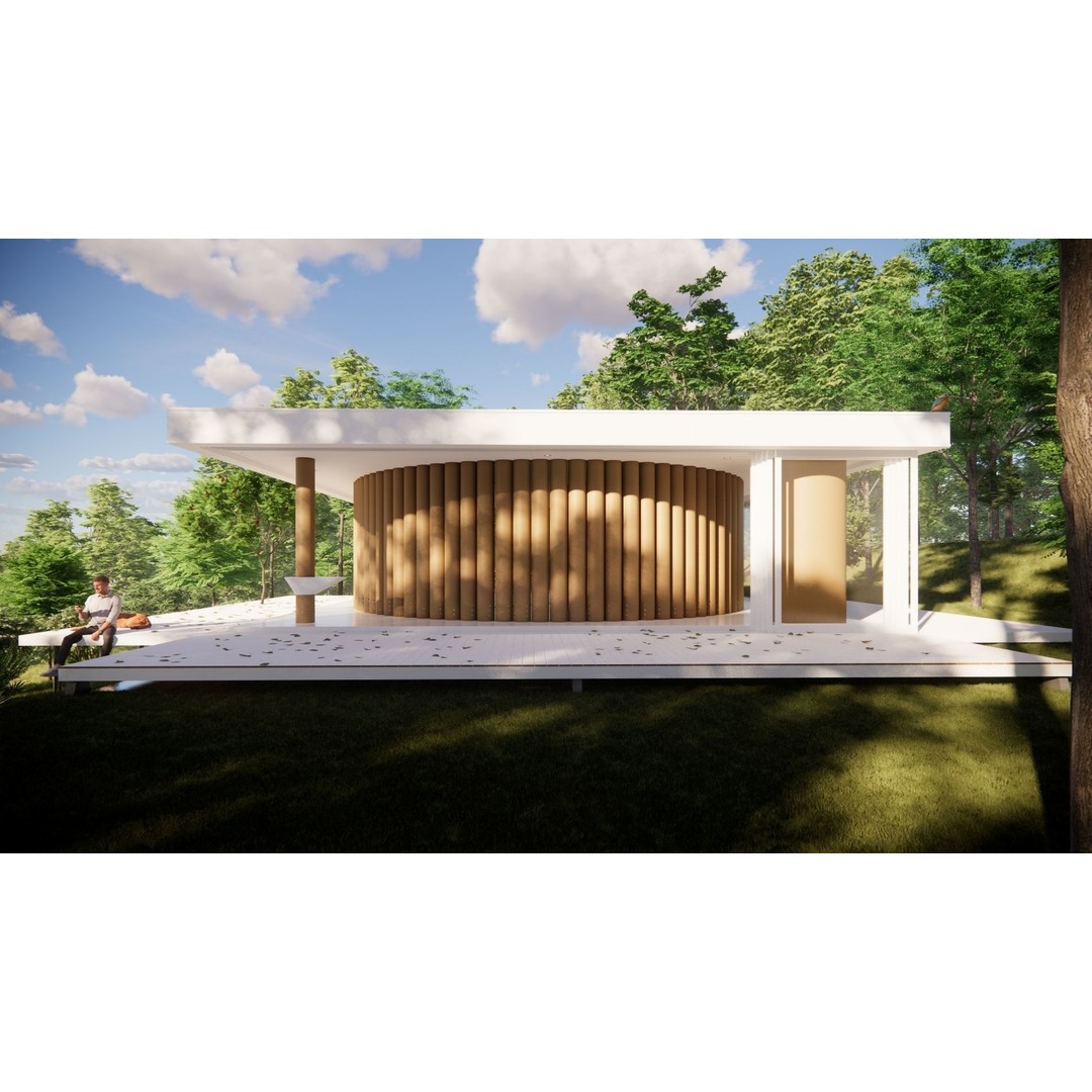 Paper House 3D Model – Architectural Structure, PBR Textures, FBX, OBJ - View 7