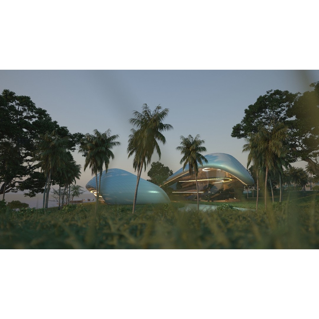 Organic Beach Villa House 3D Model – Luxurious Architectural Design, FBX, OBJ - View 14