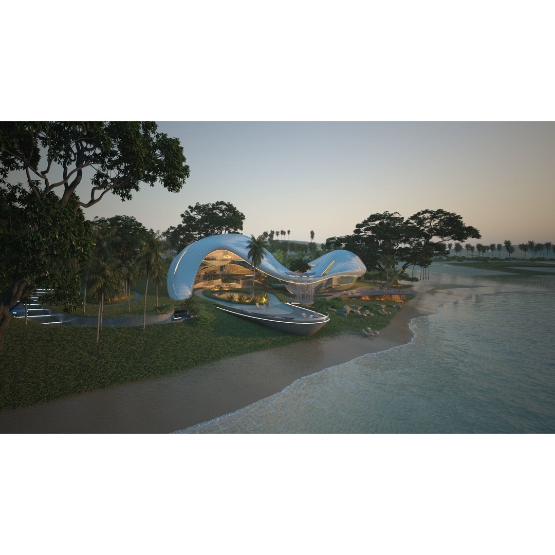 Organic Beach Villa House 3D Model – Luxurious Architectural Design, FBX, OBJ - View 16