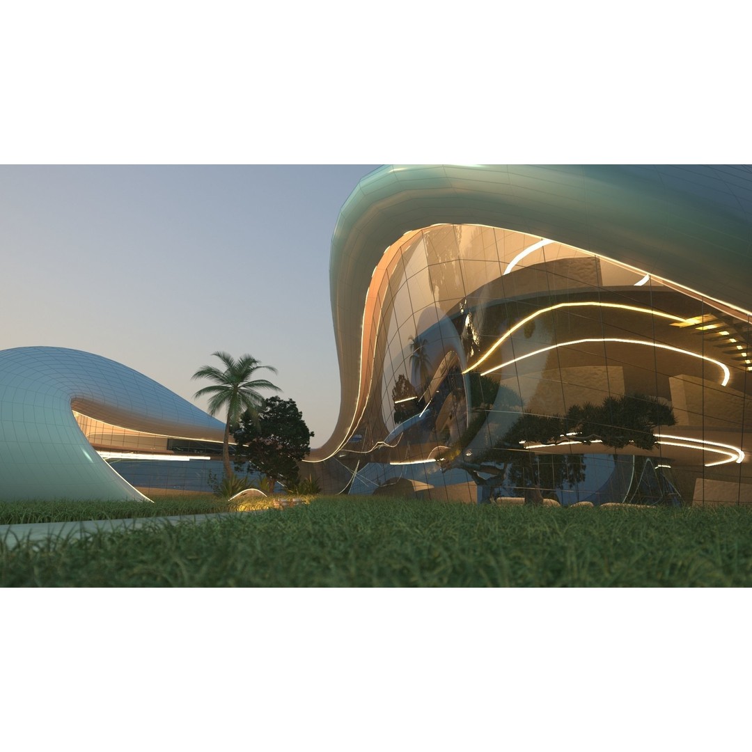 Organic Beach Villa House 3D Model – Luxurious Architectural Design, FBX, OBJ - View 17