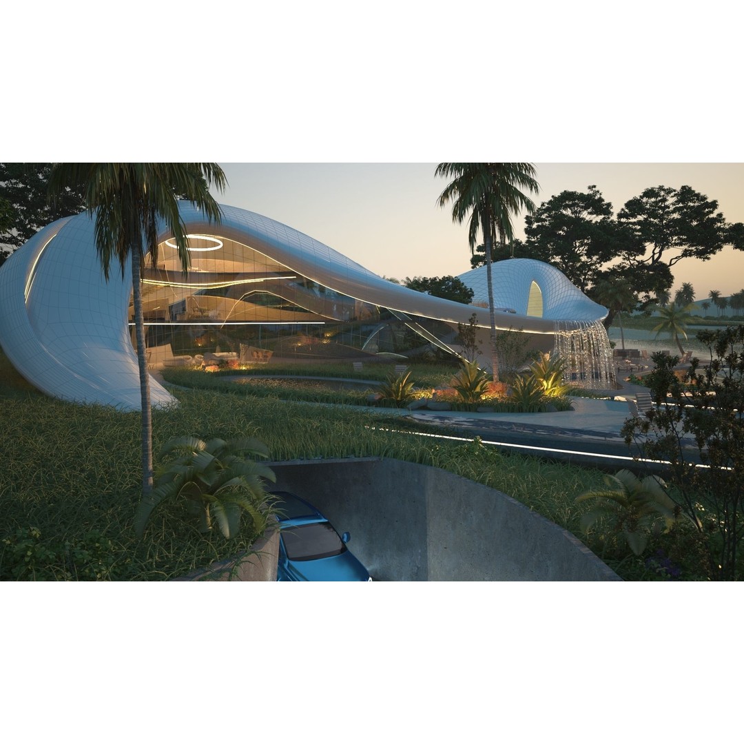 Organic Beach Villa House 3D Model – Luxurious Architectural Design, FBX, OBJ - View 7