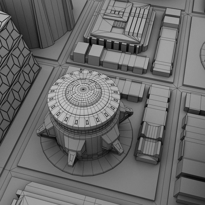 Futuristic City 3D Model – Stylized Cityscape, Maya, FBX, OBJ - View 12