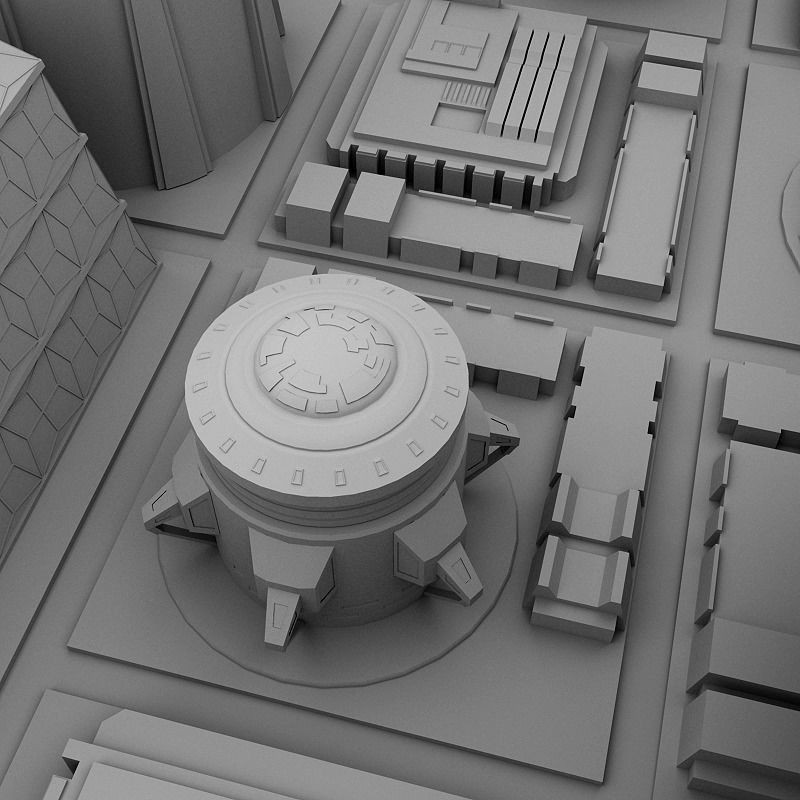 Futuristic City 3D Model – Stylized Cityscape, Maya, FBX, OBJ - View 17