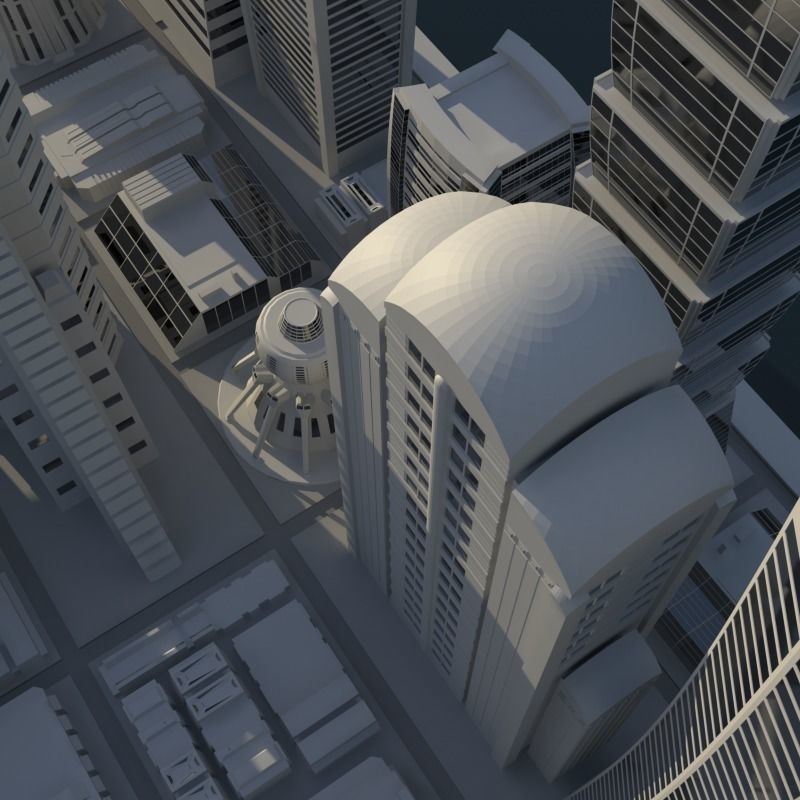 Futuristic City 3D Model – Stylized Cityscape, Maya, FBX, OBJ - View 5