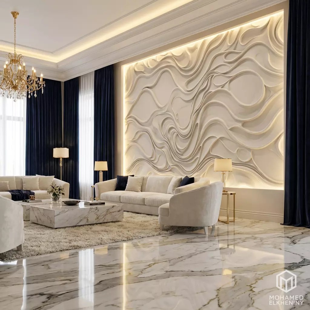 Modern Panel Wall Decor 3D Model – Artistic Relief for CNC & 3D Printing - View 3
