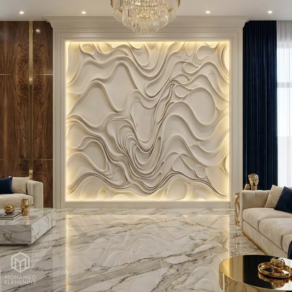 Modern Panel Wall Decor 3D Model – Artistic Relief for CNC & 3D Printing - View 9