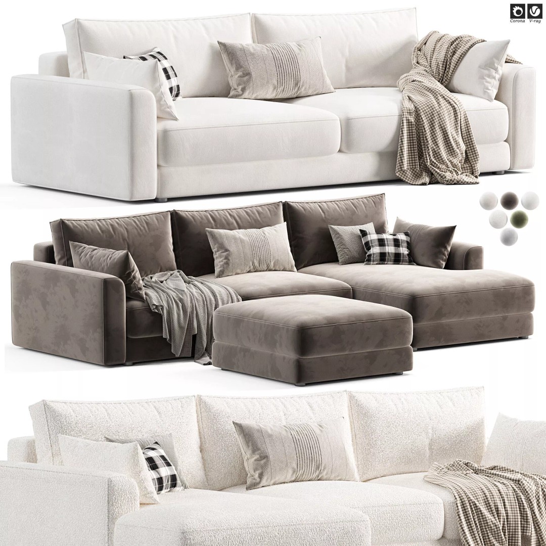 Livingroom Cloud Sherlock Corner Sofa Bed 3D Model – High Poly, OBJ, 3Ds Max - View 2