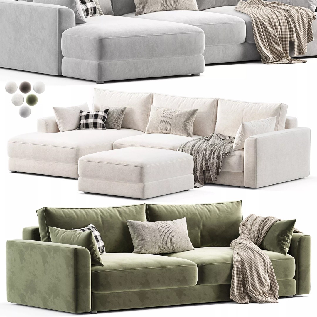Livingroom Cloud Sherlock Corner Sofa Bed 3D Model – High Poly, OBJ, 3Ds Max - View 4