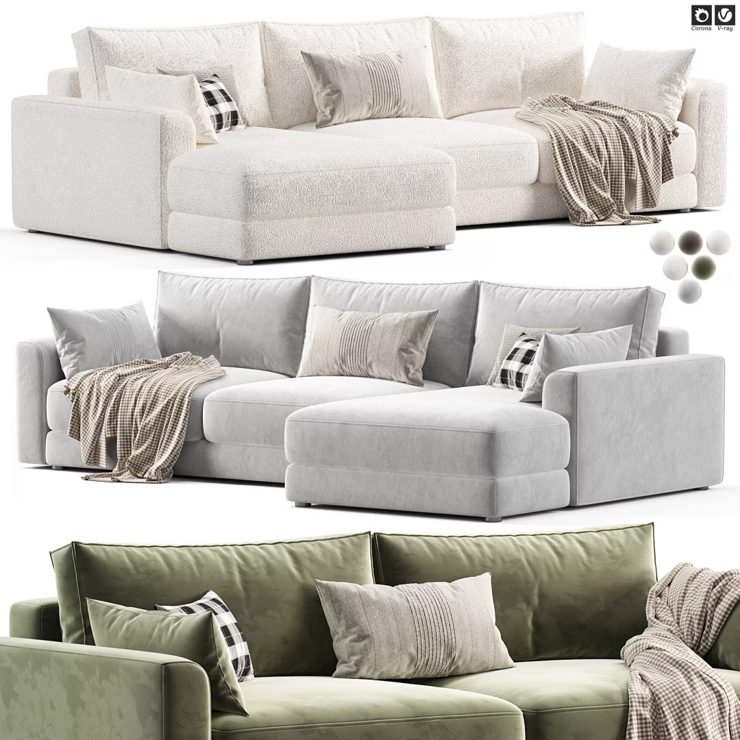 Livingroom Cloud Sherlock Corner Sofa Bed 3D Model – High Poly, OBJ, 3Ds Max - View 6