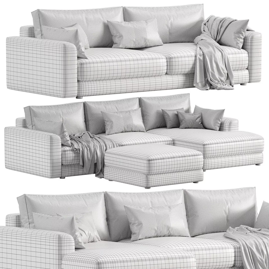 Livingroom Cloud Sherlock Corner Sofa Bed 3D Model – High Poly, OBJ, 3Ds Max - View 8