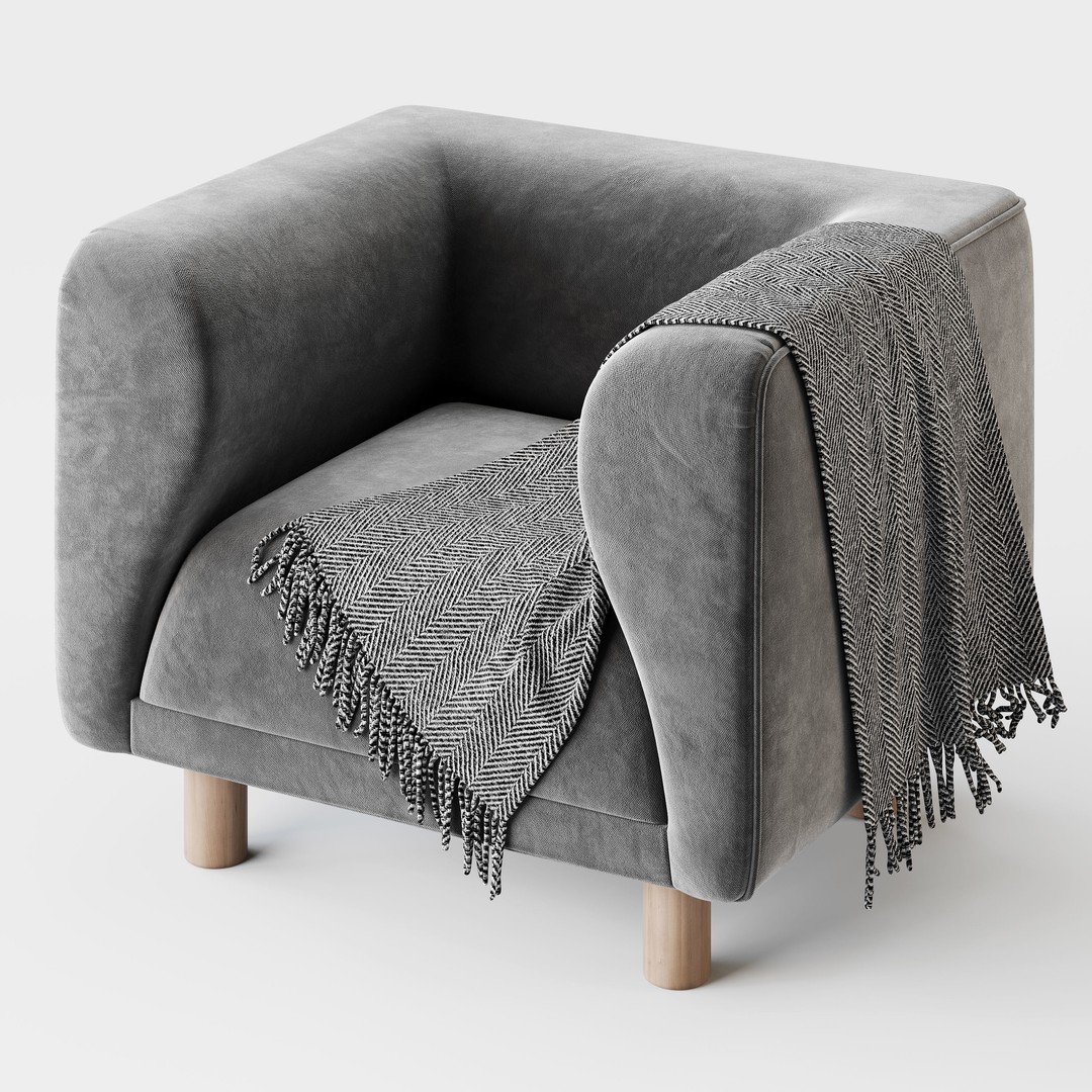 Veneto Velvet Poudre Armchair 3D Model – Modern Comfortable Chair, FBX - View 13