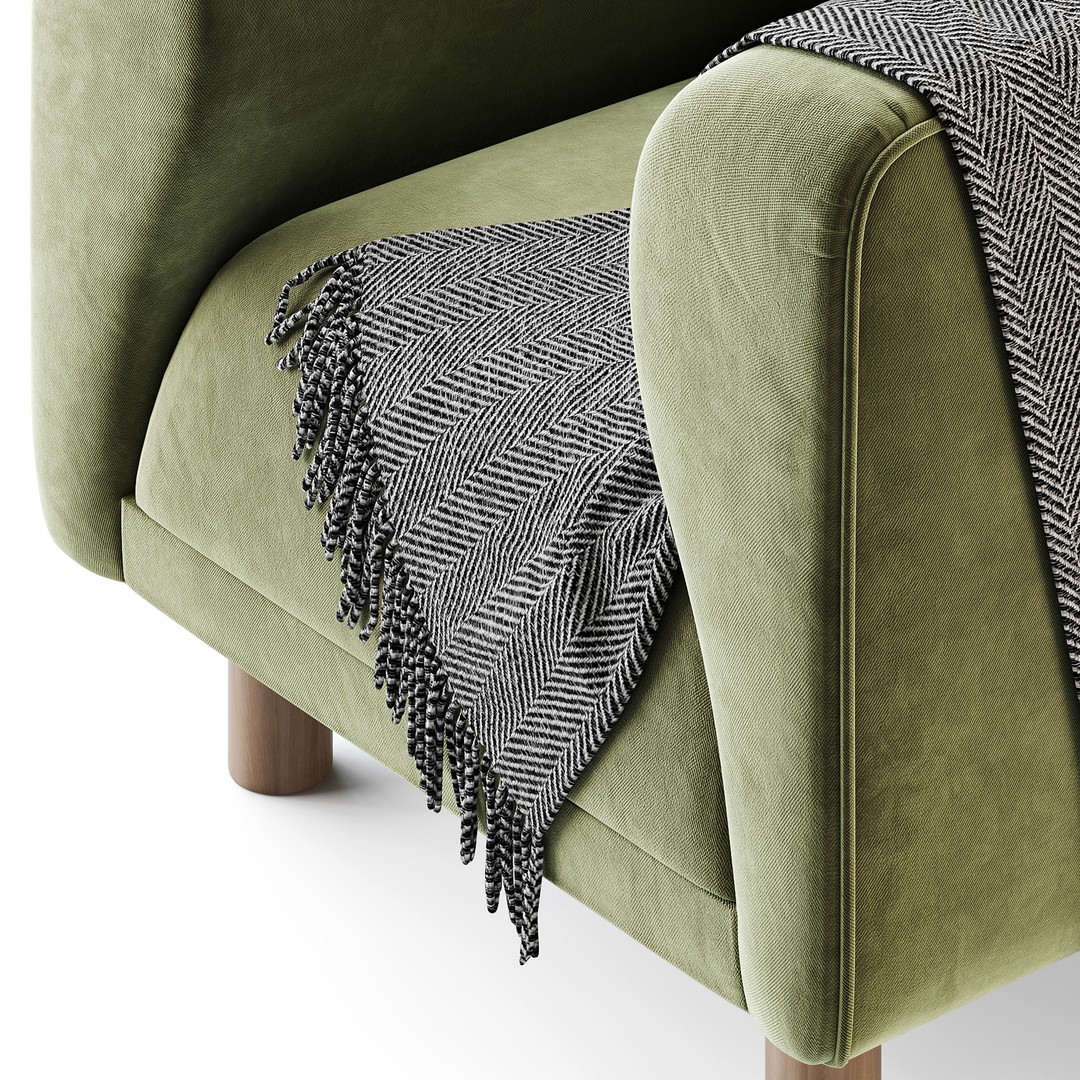 Veneto Velvet Poudre Armchair 3D Model – Modern Comfortable Chair, FBX - View 14