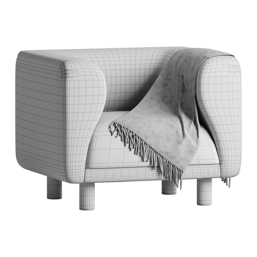 Veneto Velvet Poudre Armchair 3D Model – Modern Comfortable Chair, FBX - View 15