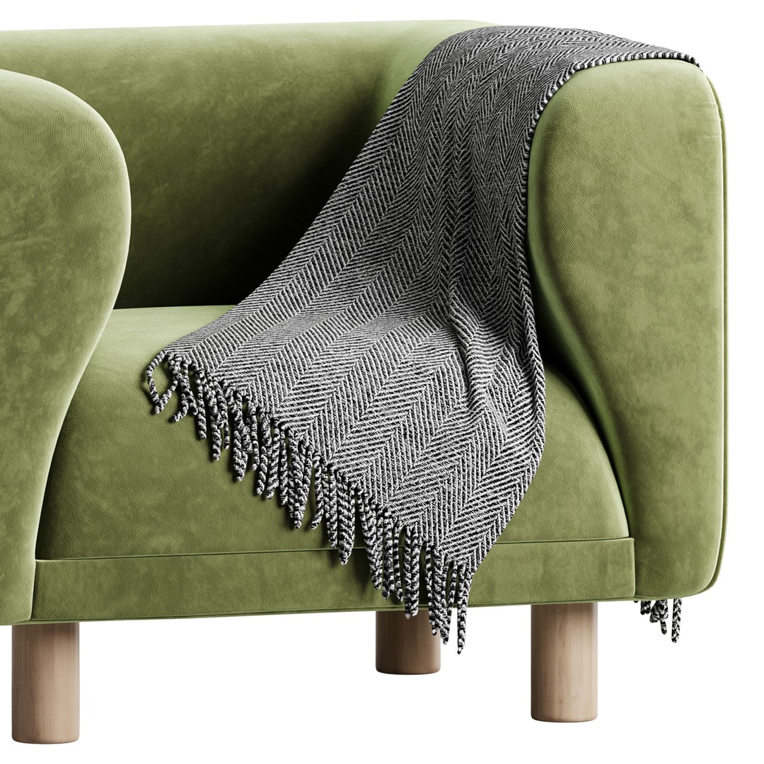 Veneto Velvet Poudre Armchair 3D Model – Modern Comfortable Chair, FBX - View 4