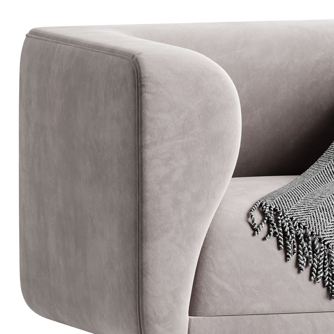 Veneto Velvet Poudre Armchair 3D Model – Modern Comfortable Chair, FBX - View 9