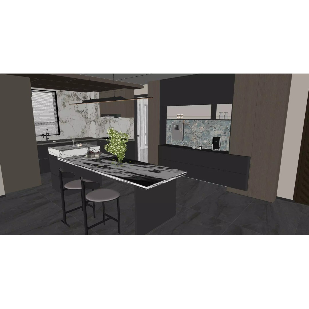 Italian Style Living and Dining Room 3D Model – Luxurious Interior Asset, FBX