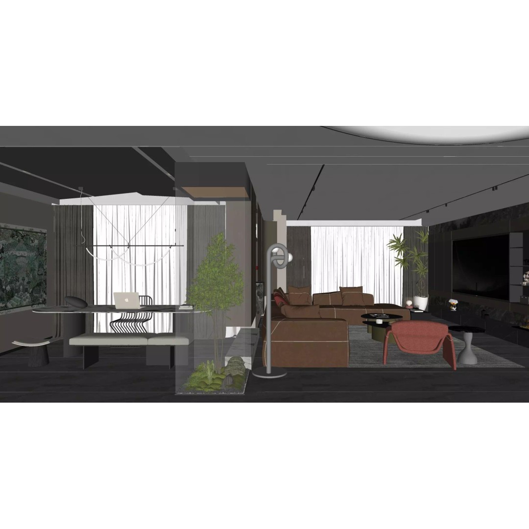 Italian Style Living and Dining Room 3D Model – Luxurious Interior Asset, FBX - View 13