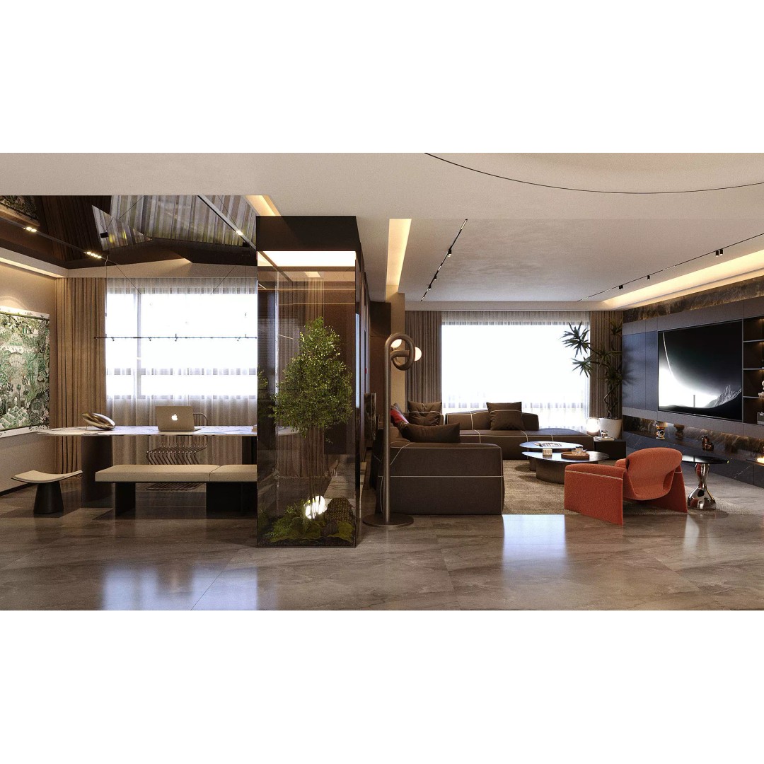 Italian Style Living and Dining Room 3D Model – Luxurious Interior Asset, FBX - View 5