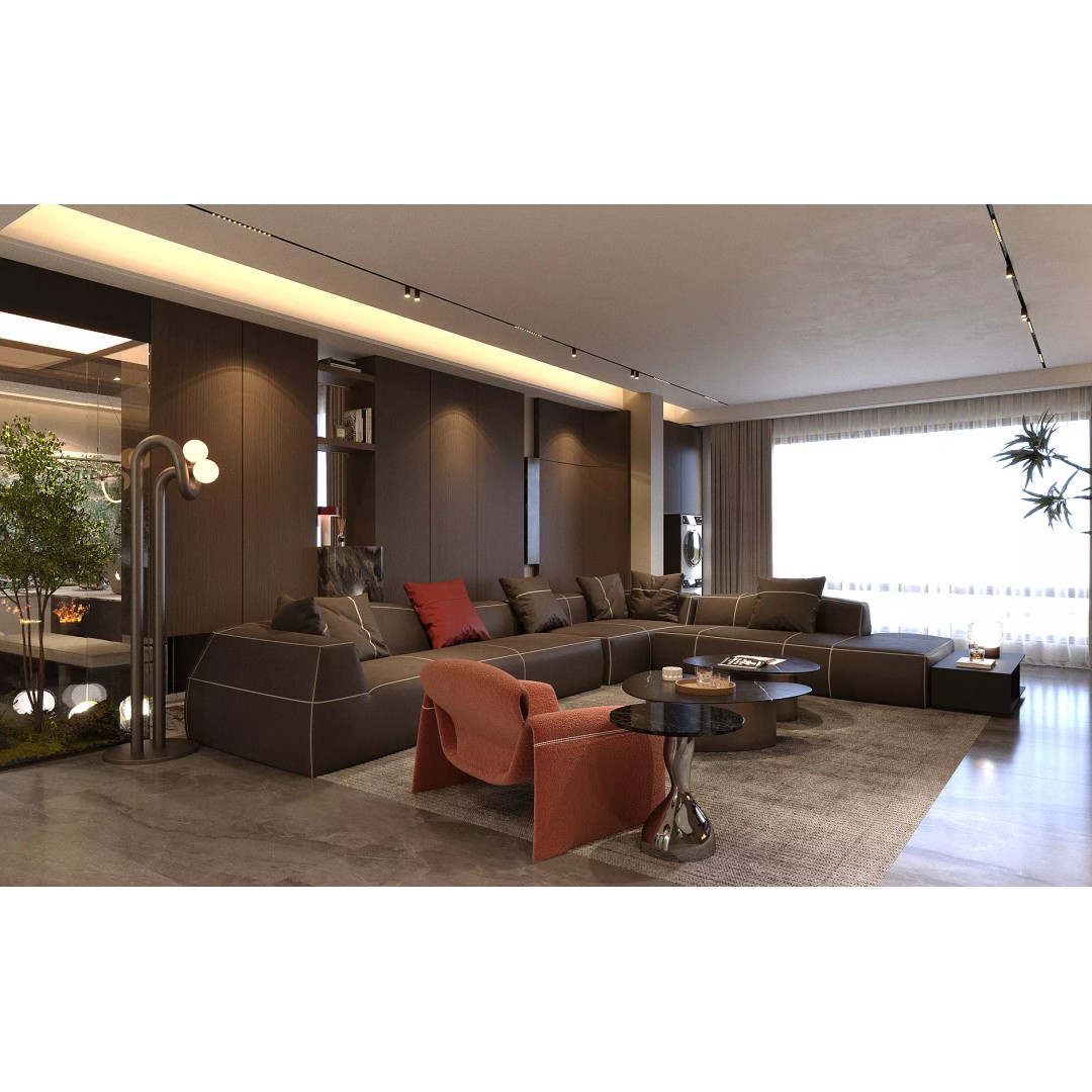 Italian Style Living and Dining Room 3D Model – Luxurious Interior Asset, FBX - View 9