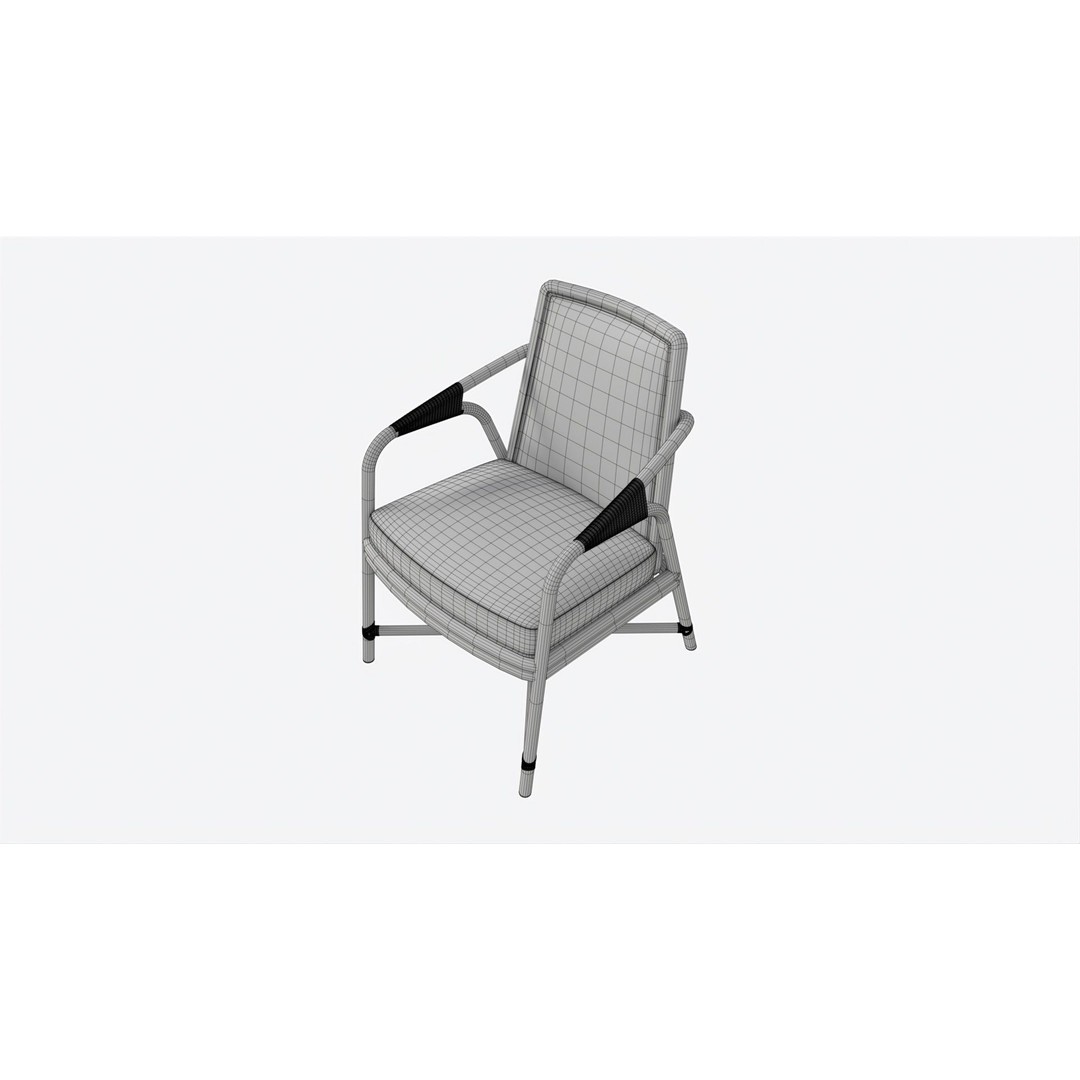 Baker Knot Armchair 3D Model – PBR Textured, FBX, Game-Ready - View 9
