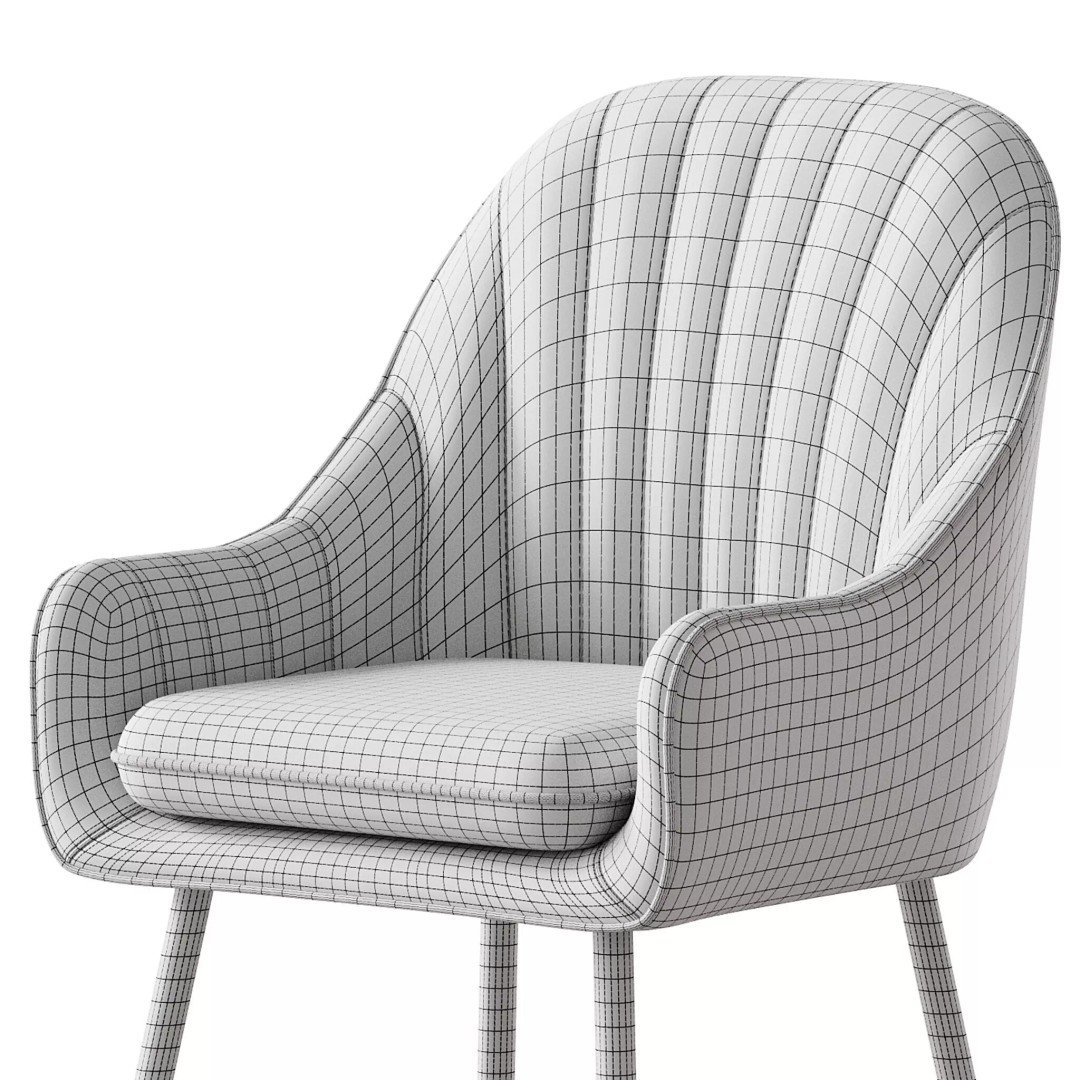 Scandinavian Dining Chair 3D Model – Elegant Upholstered Design, FBX