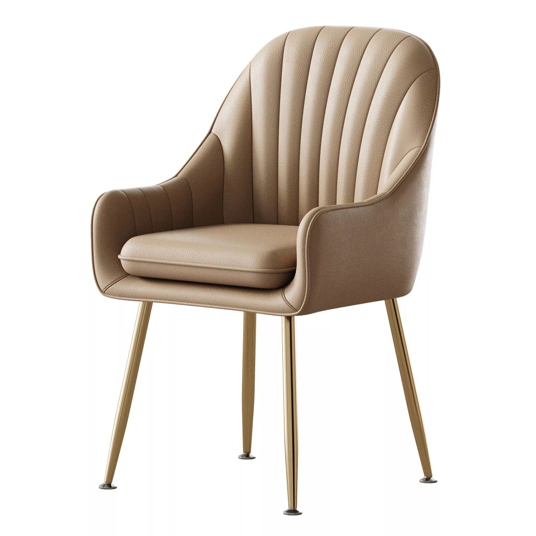 Scandinavian Dining Chair 3D Model – Elegant Upholstered Design, FBX - View 11