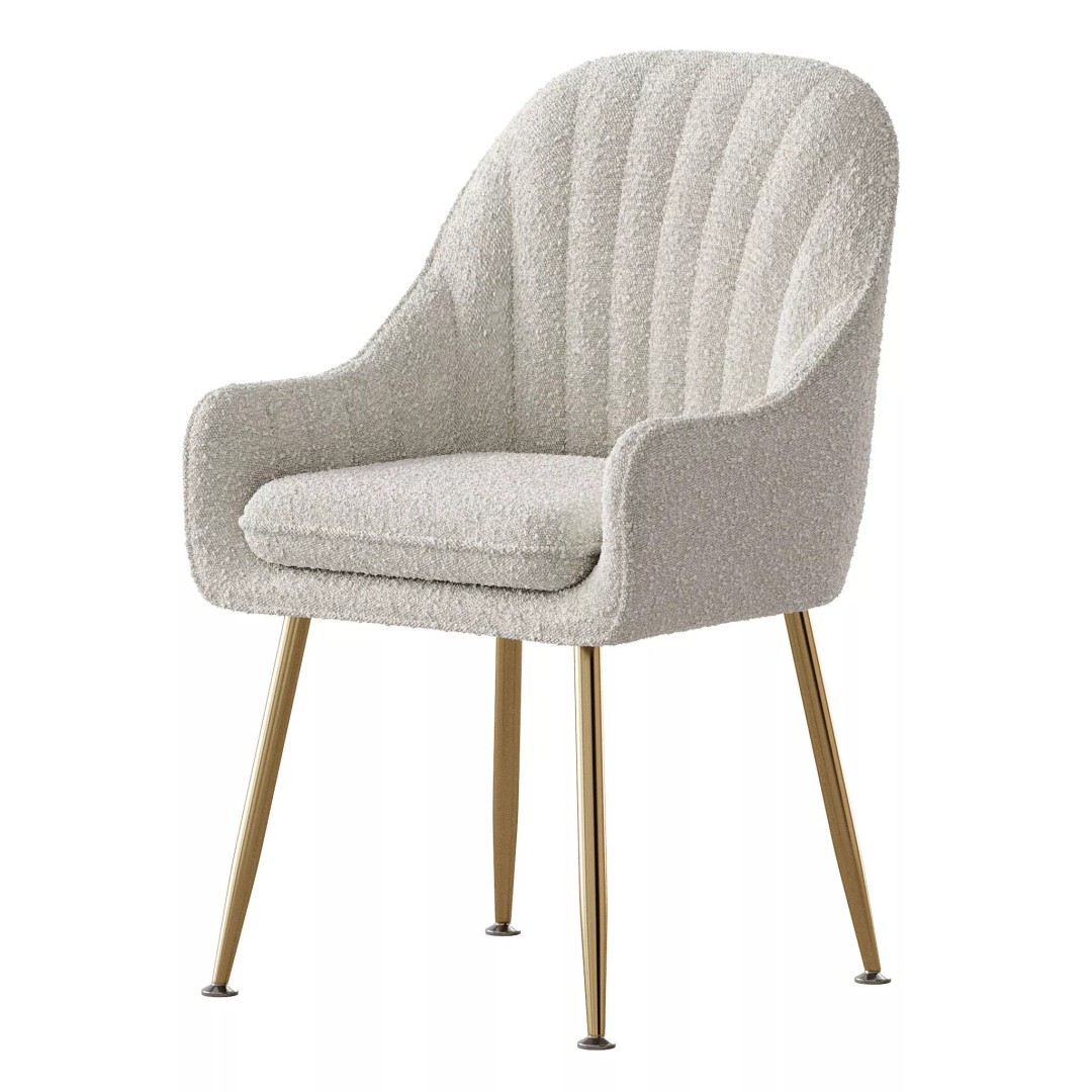Scandinavian Dining Chair 3D Model – Elegant Upholstered Design, FBX - View 12