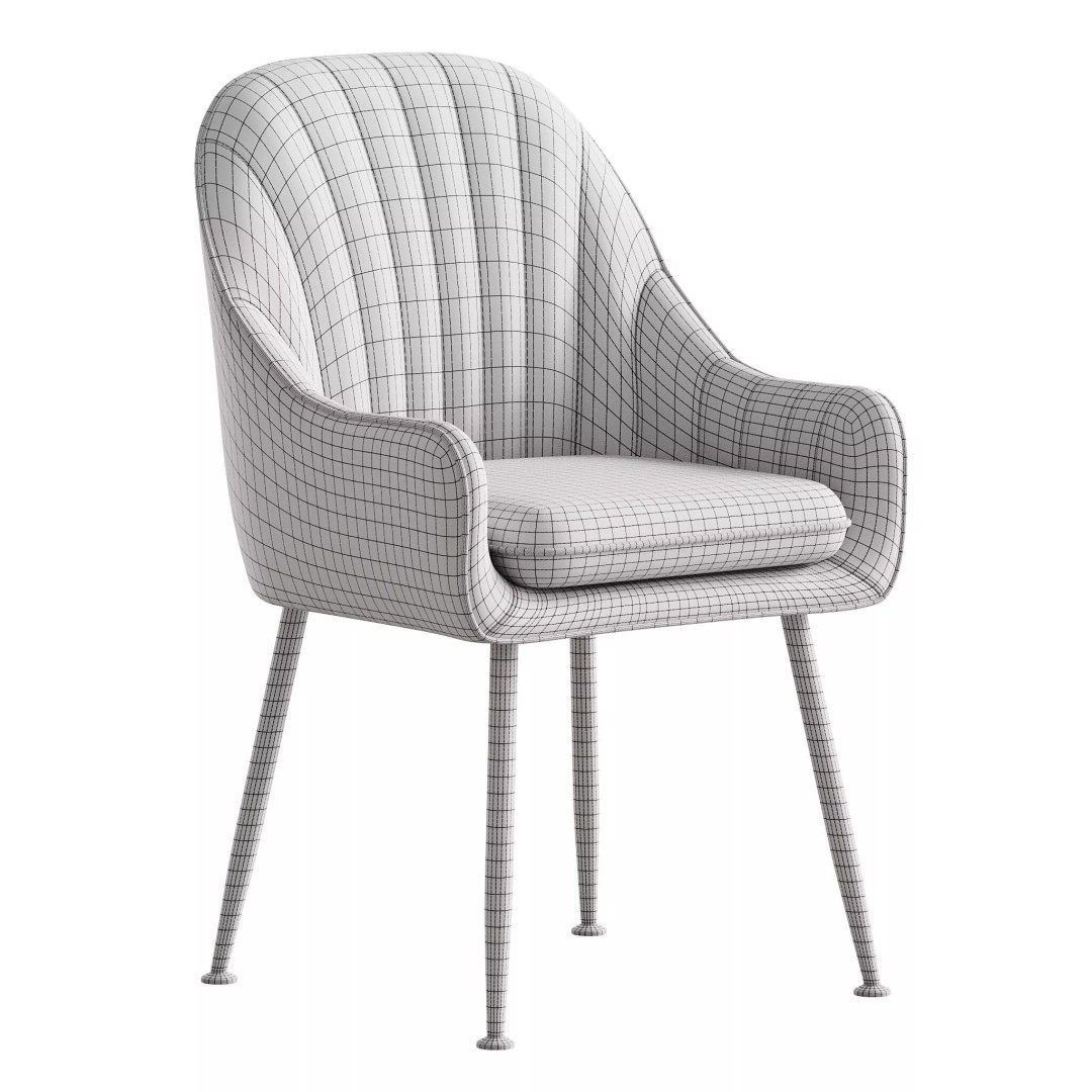 Scandinavian Dining Chair 3D Model – Elegant Upholstered Design, FBX - View 15
