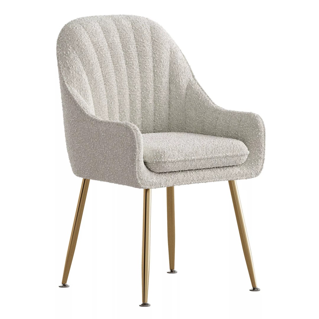 Scandinavian Dining Chair 3D Model – Elegant Upholstered Design, FBX - View 3