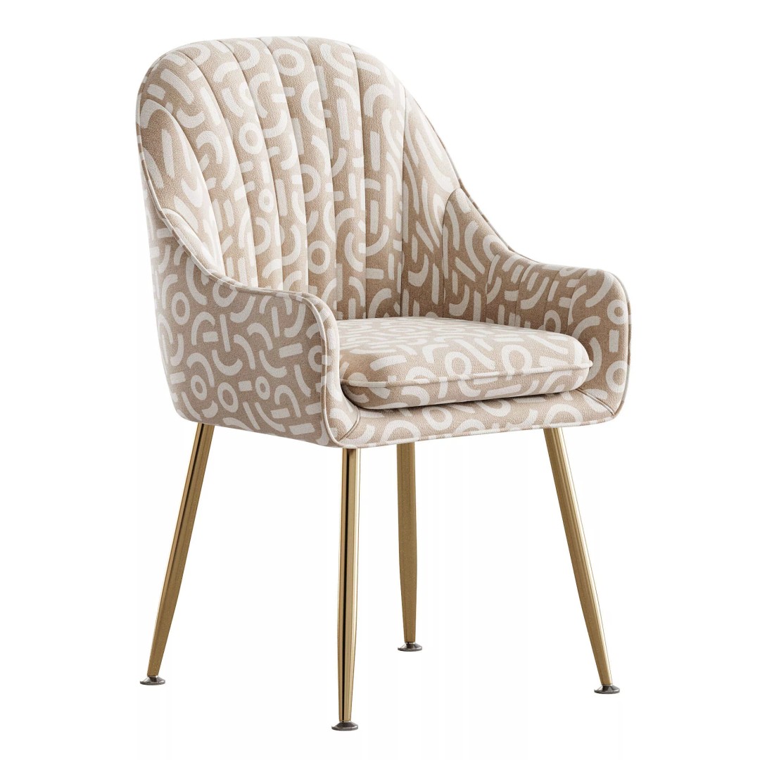 Scandinavian Dining Chair 3D Model – Elegant Upholstered Design, FBX - View 4