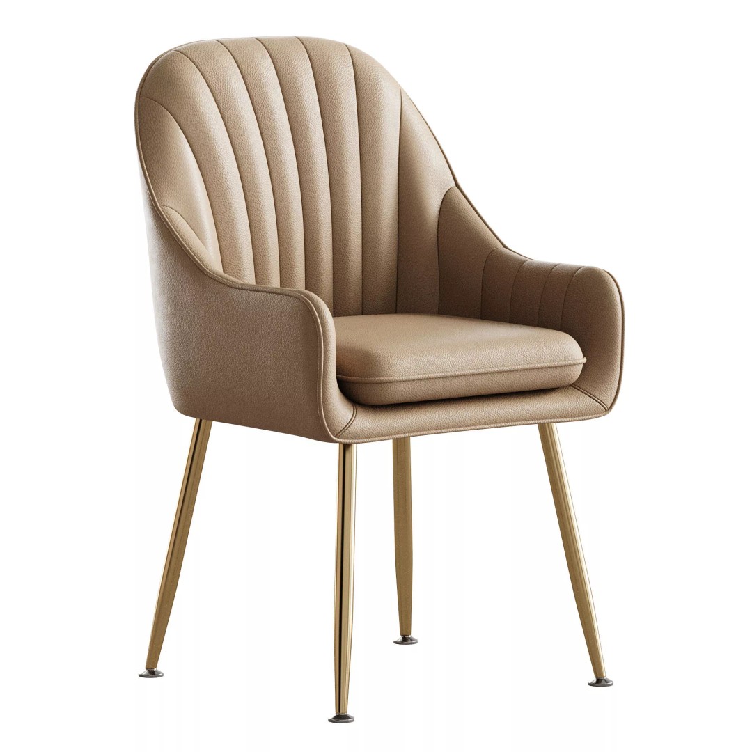 Scandinavian Dining Chair 3D Model – Elegant Upholstered Design, FBX - View 6