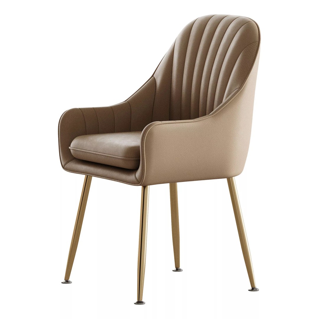Scandinavian Dining Chair 3D Model – Elegant Upholstered Design, FBX - View 8