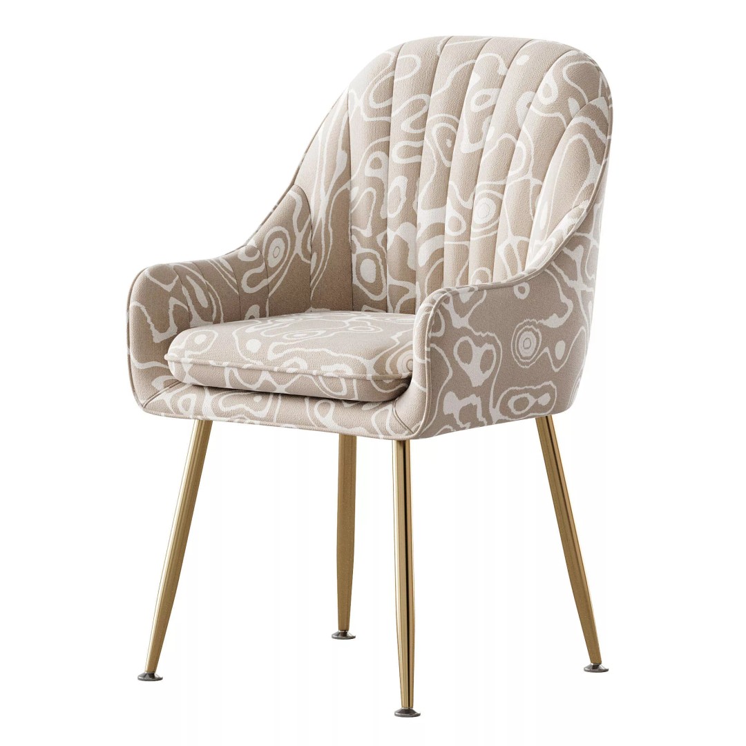 Scandinavian Dining Chair 3D Model – Elegant Upholstered Design, FBX - View 9