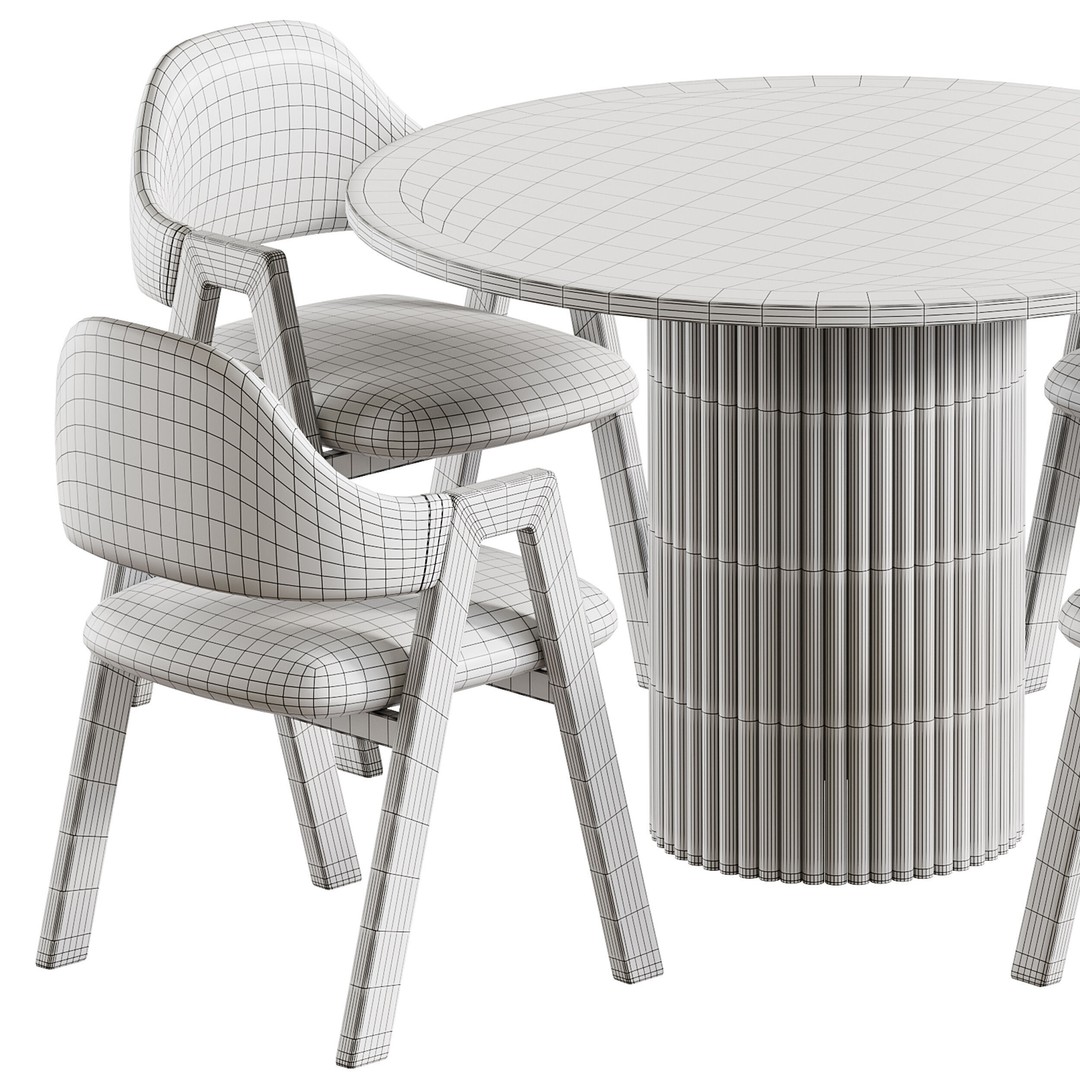 BAKERGO Dining Table 3D Model – Round Scandinavian Design, FBX