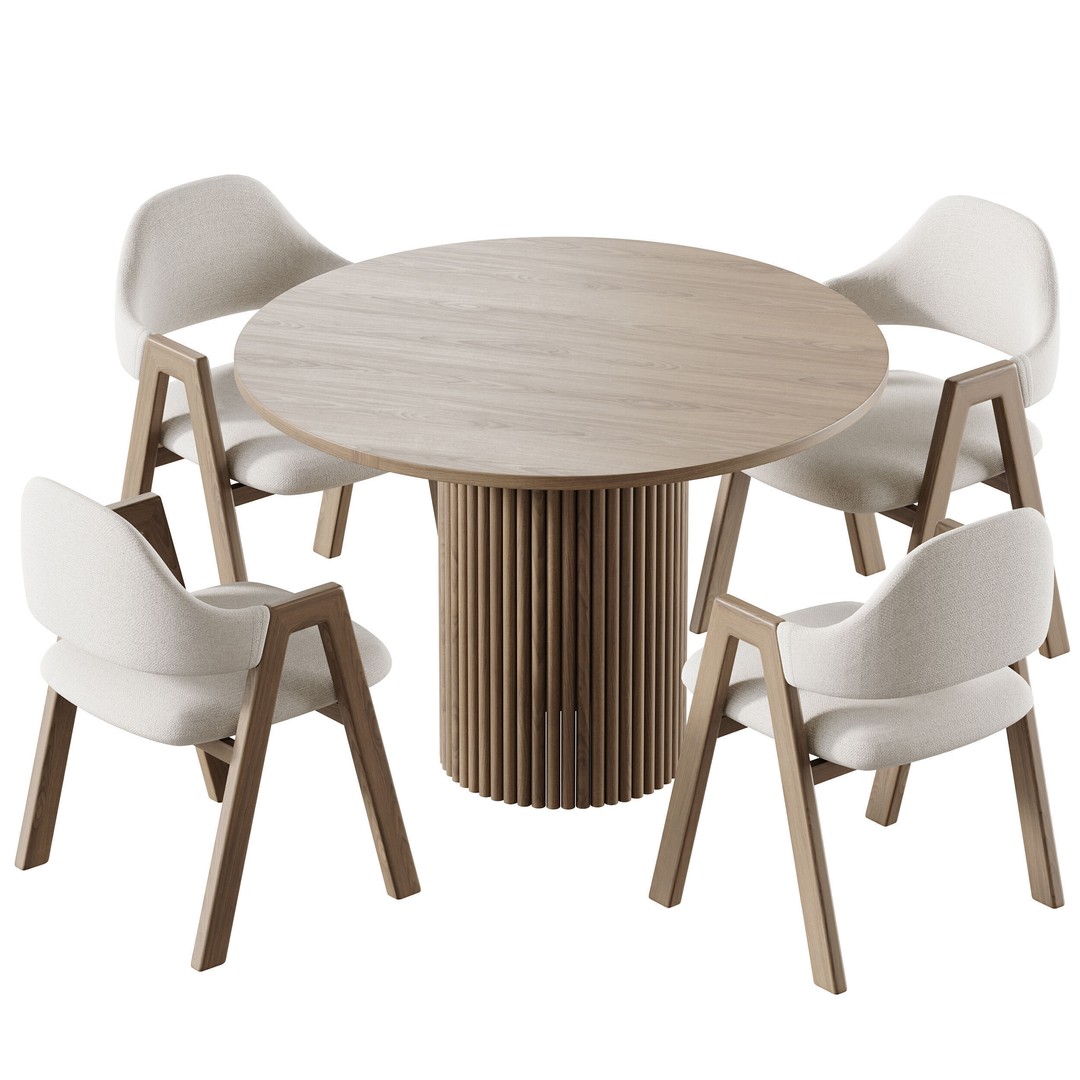BAKERGO Dining Table 3D Model – Round Scandinavian Design, FBX - View 14