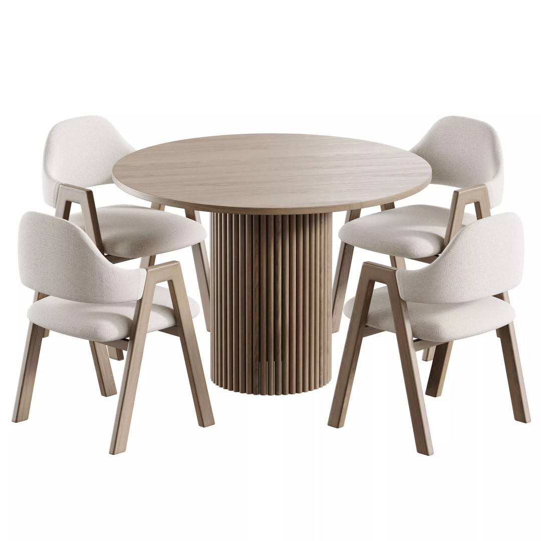 BAKERGO Dining Table 3D Model – Round Scandinavian Design, FBX - View 2