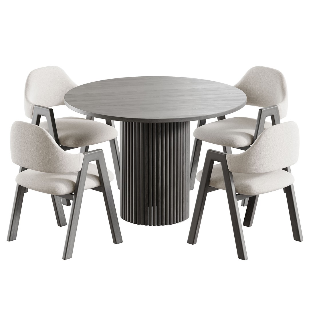BAKERGO Dining Table 3D Model – Round Scandinavian Design, FBX - View 3