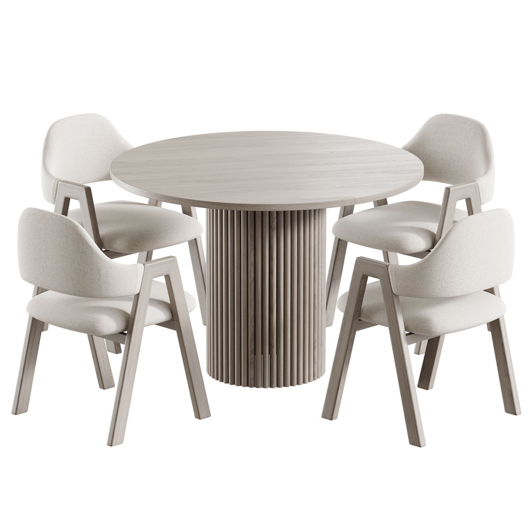 BAKERGO Dining Table 3D Model – Round Scandinavian Design, FBX - View 4