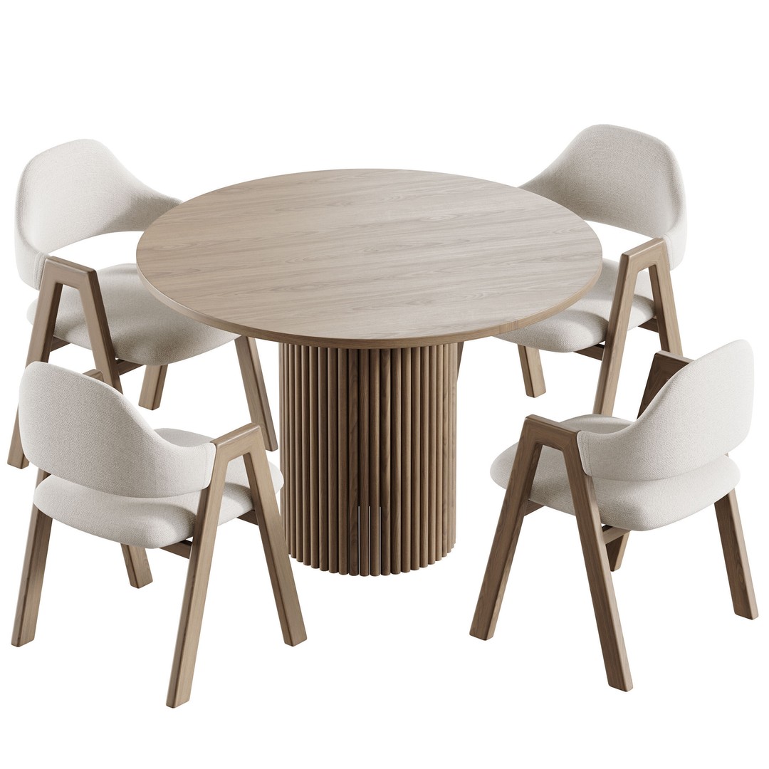 BAKERGO Dining Table 3D Model – Round Scandinavian Design, FBX - View 7