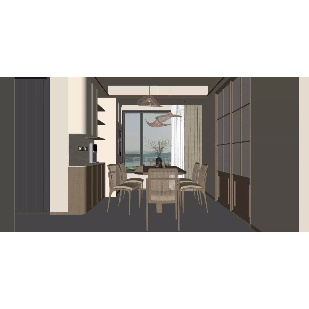 Wabi-Sabi Villa Living Room 3D Model – Modern Interior, FBX, Blender