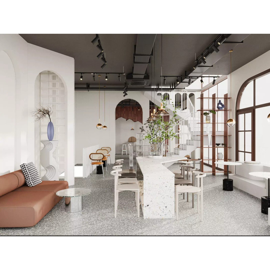 Coffee Shop Interior 3D Model – Low Poly Cafe Design for Visualization - View 2
