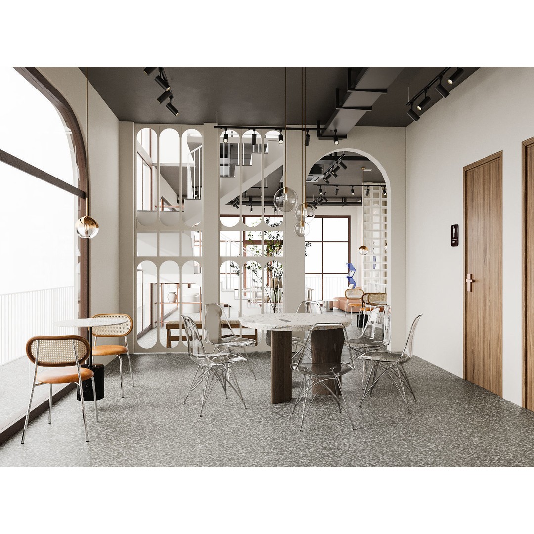 Coffee Shop Interior 3D Model – Low Poly Cafe Design for Visualization - View 4