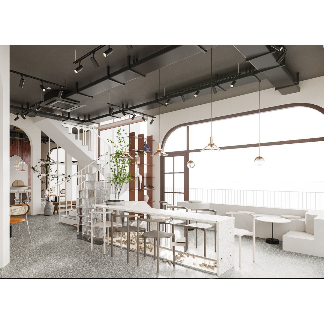 Coffee Shop Interior 3D Model – Low Poly Cafe Design for Visualization - View 8