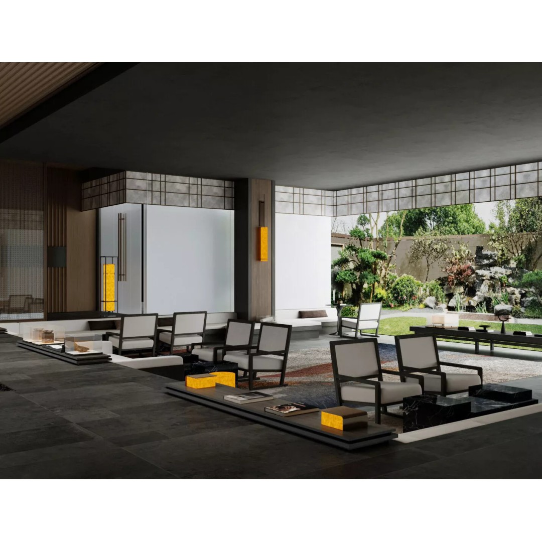 Mountain Resort Hotel Lobby 3D Model – Modern Interior Scene, FBX, OBJ, Blender - View 3